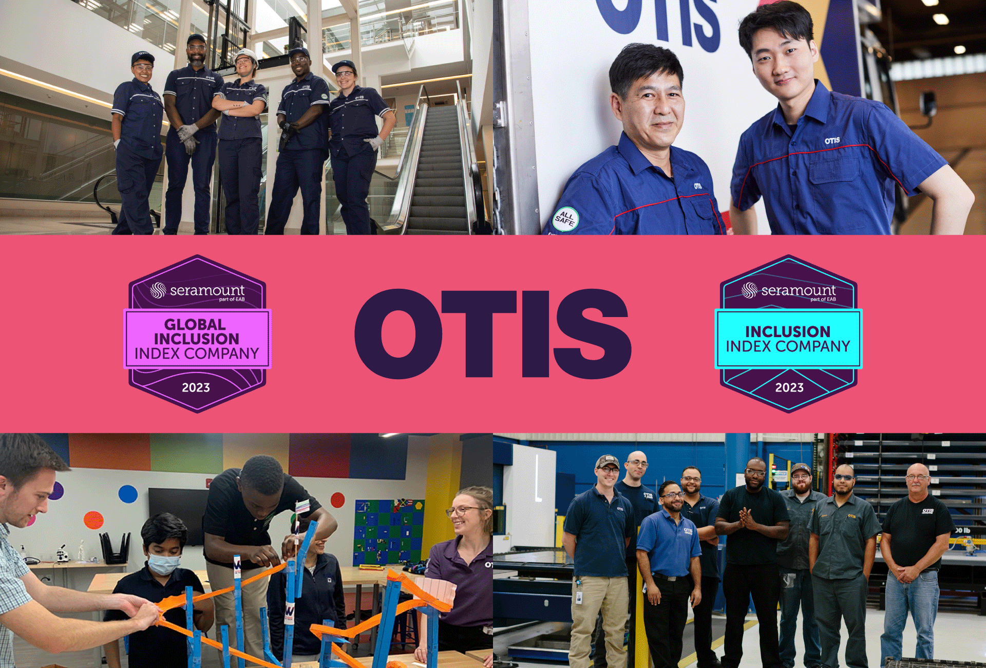 Collage of Otis colleagues and the seramount index icons